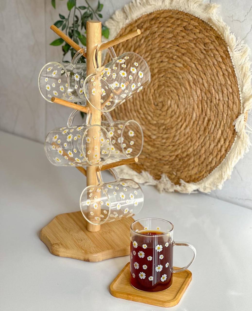 Supports de rangement vertical en bois pour tasse , présentoir pour café et thé